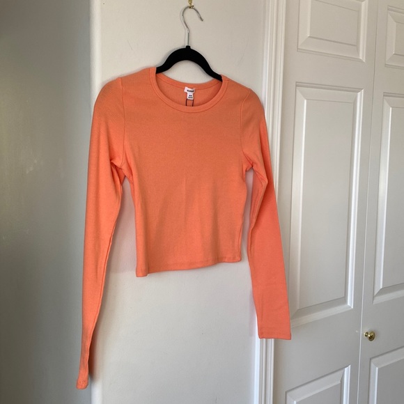 Garage - Orange Long Sleeve Ribbed Crop Top - Picture 1 of 6